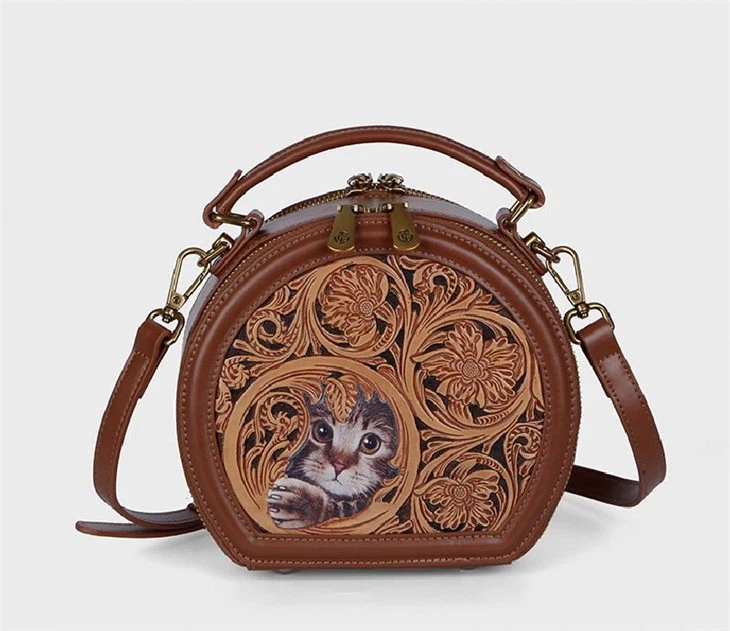 brown leather hand bag